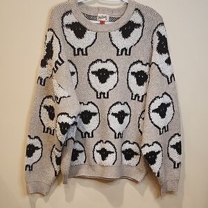 Woolrich Black and White Sheep Pattern Sweater